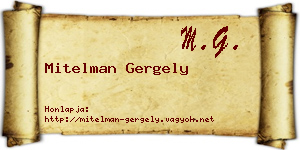 Mitelman Gergely névjegykártya